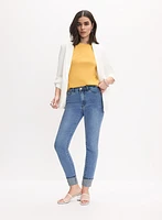 Embellished Cuff Slim-Leg Jeans