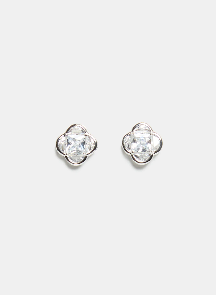 Cubic Zirconia Clover Earrings