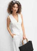 Veste rayée en mélange de lin