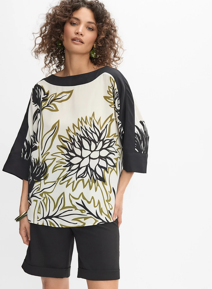 Blouse florale graphique