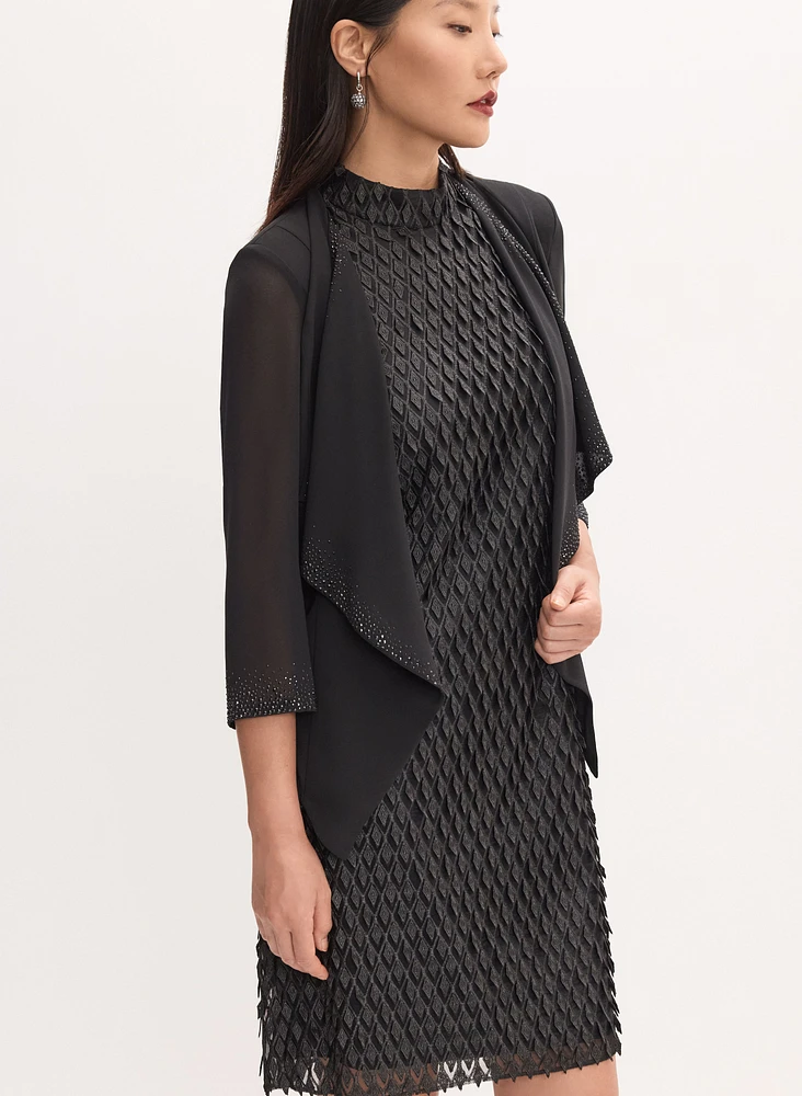 Cardigan ouvert en chiffon à pierres
