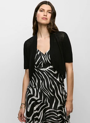 Elbow Sleeve Openwork Knit Bolero