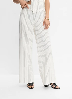 Pantalon Soho rayé en mélange de lin