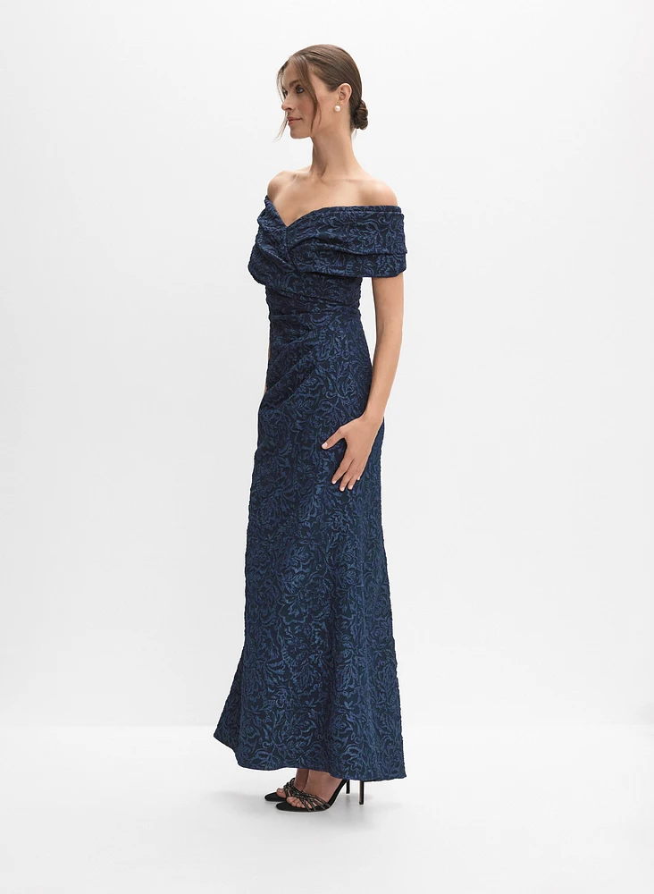 Off-The-Shoulder Jacquard Dress
