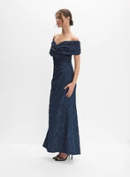 Off-The-Shoulder Jacquard Dress