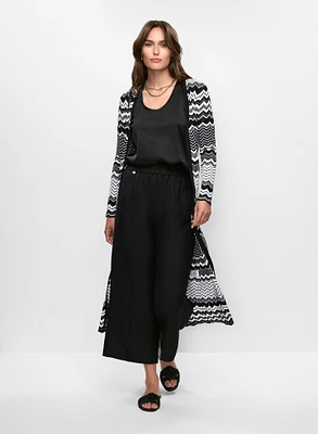 Cardigan long et pantalon gaucho en lin