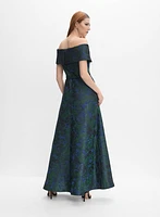 Floral Jacquard Off-Shoulder Dress
