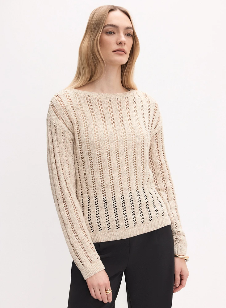 Open-Knit Pullover Sweater