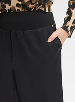 Pantalon large à taille côtelée