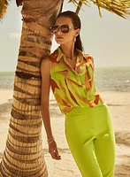 Abstract-Print Sleeveless Blouse