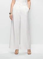 Pantalon à jambe large en mélange de lin et Tencel