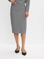 Houndstooth Print Pencil Skirt