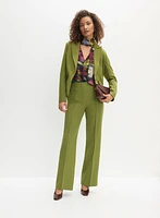 Pantalon à jambe large et nervures décoratives