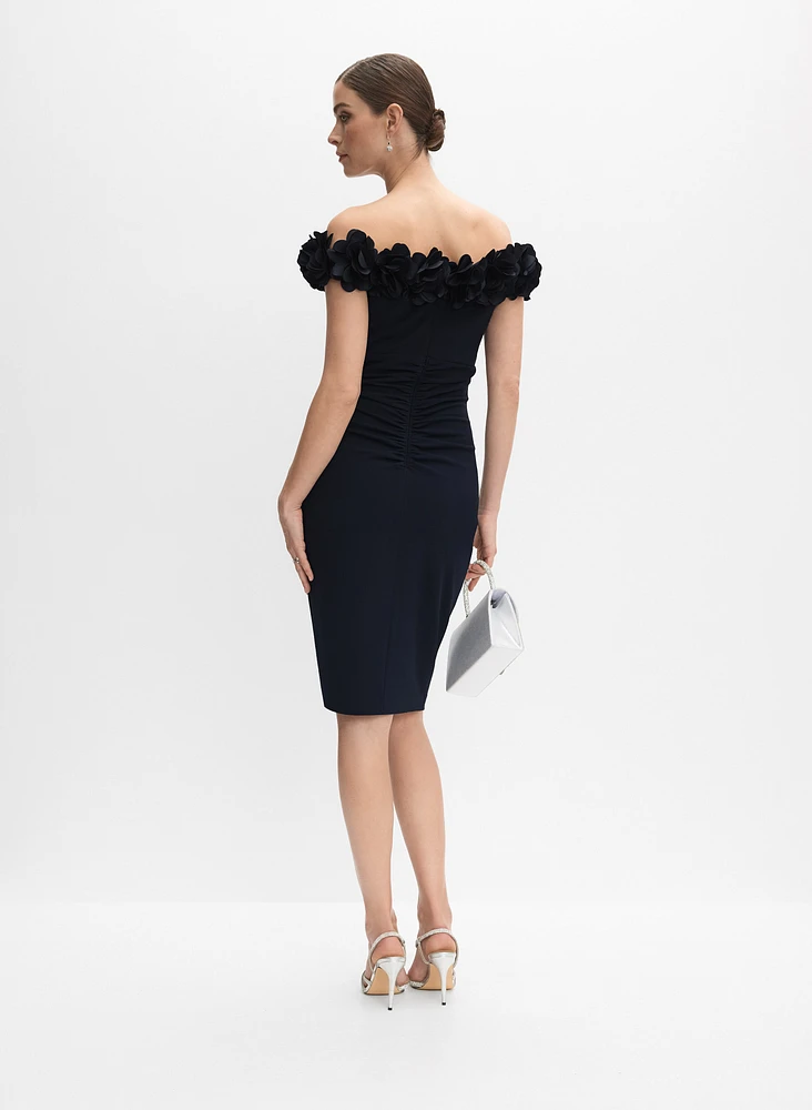 Rosette Off-The-Shoulder Dress