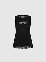 Pull sans manches à franges