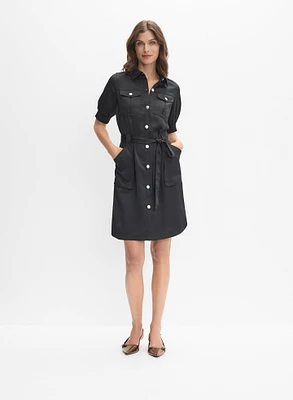 Satin Shirt Dress