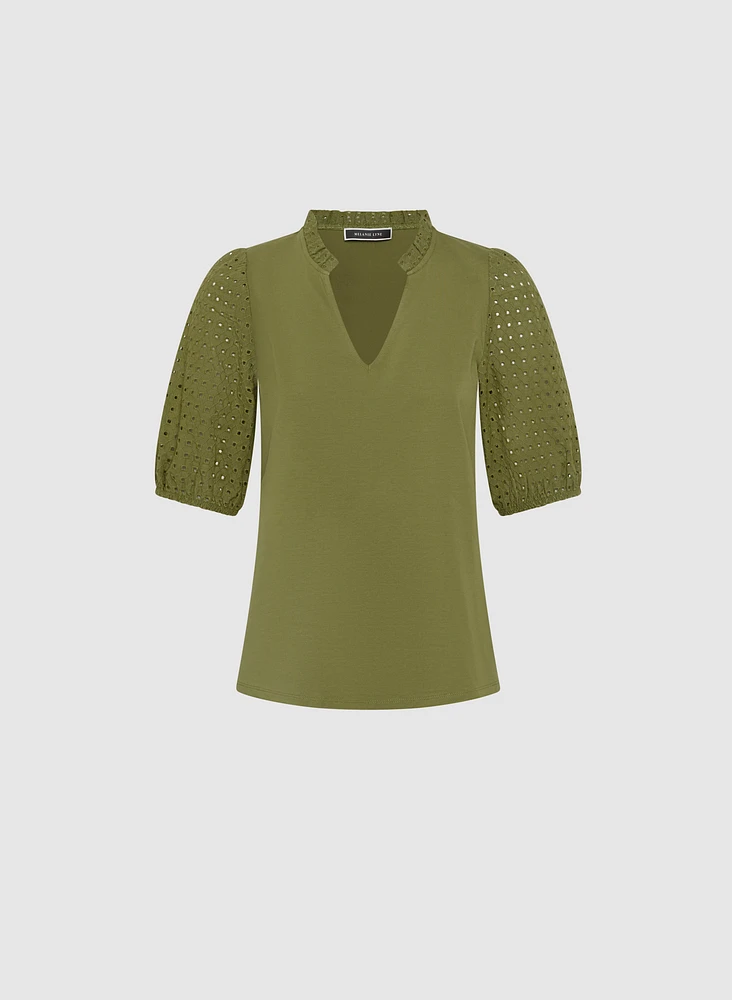 Eyelet Sleeve Top
