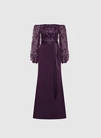 Scattered Petal Appliqué Dress