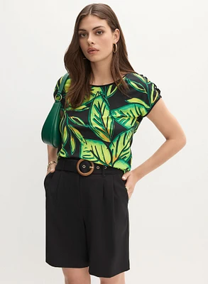 Joseph Ribkoff - Tropical Lace-Up Shoulder Top