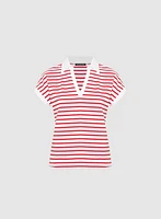 Striped Polo-Neck T-Shirt