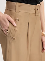 Linen-Blend Culotte Pants