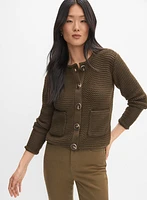 Cropped Crew Neck Cardigan