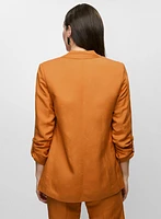 Rolled Sleeve Linen-Blend Blazer