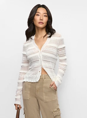 Cardigan en tricot à volants