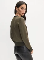Striped Hem Button-Up Cardigan