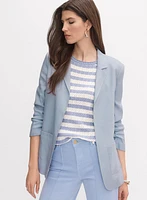 Open Linen-Blend Blazer