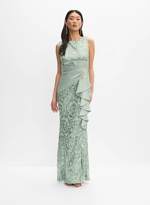 Sequined Ruffled Dress