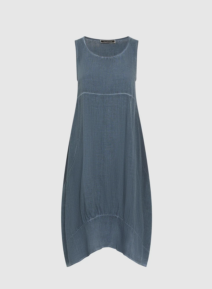 Robe midi en mélange de lin
