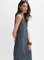 Robe midi en mélange de lin