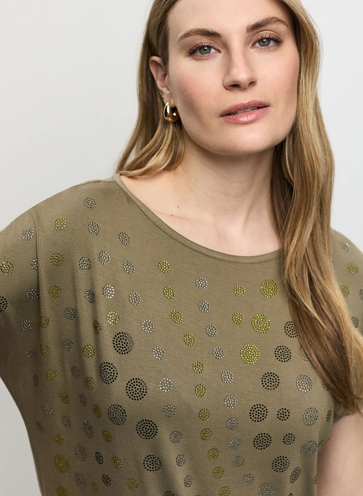 T-shirt à motif pois en strass