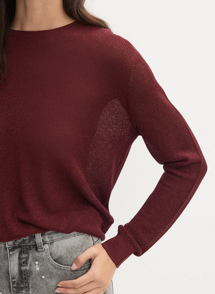 Pull à manches longues en tricot métallique