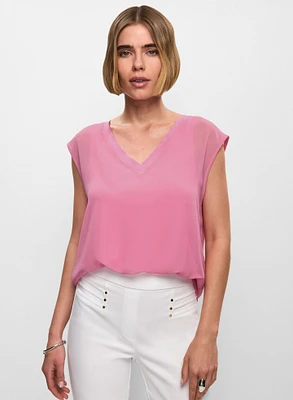 Blouse en chiffon à encolure V