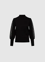 Lace Detail Balloon Sleeve Sweater