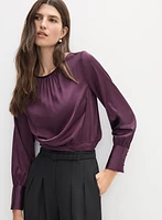 Satin Smocked Waist Blouse