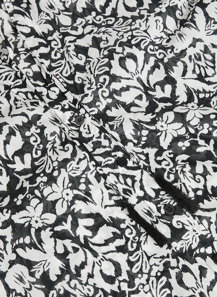 Blouse en coton à motif abstrait
