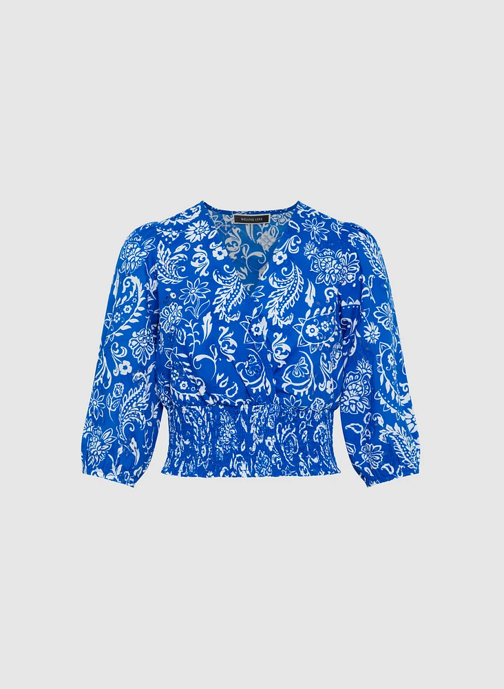 Paisley Smocked Waist Blouse