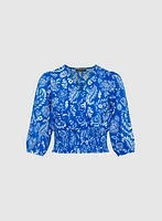 Paisley Smocked Waist Blouse