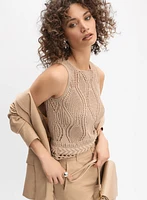 Braid Detail Open Knit Tank