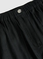 Elasticized Linen-Blend Cargo Pants