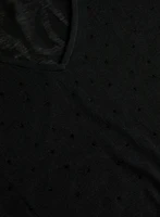 Embellished V-Neck Burnout Tee