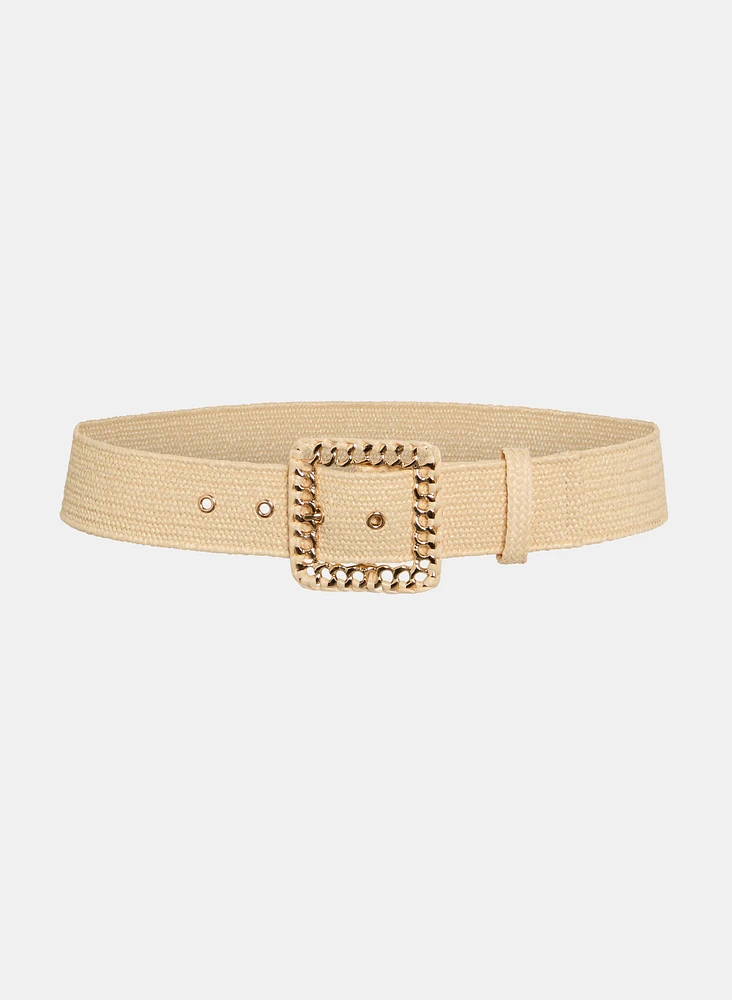 Ceinture tressée à boucle carrée