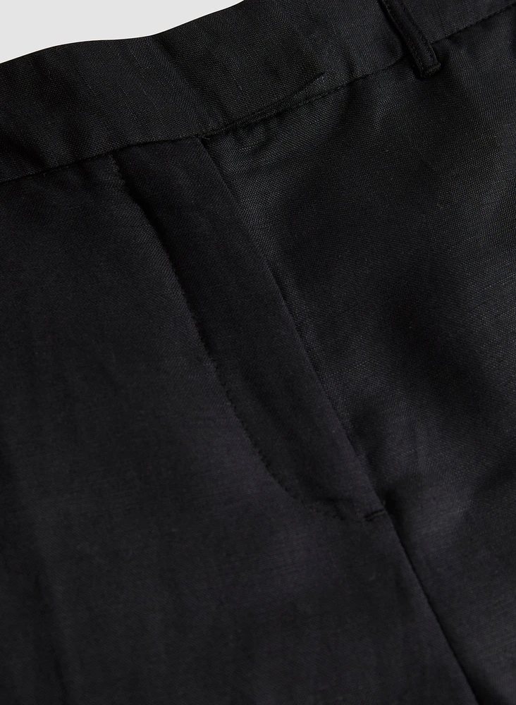 Pantalon en lin mélangé à jambe semi-évasée