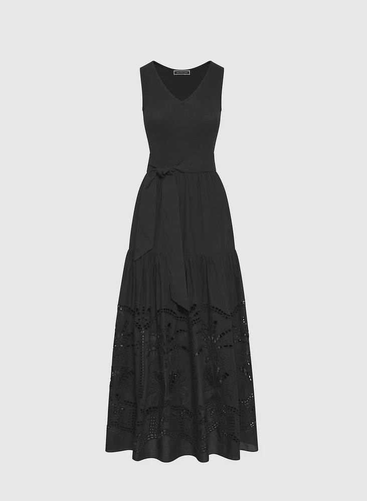 Robe maxi en coton à découpes