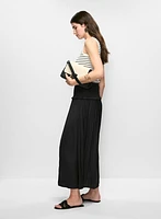 Shirred Waist Satin Maxi Skirt