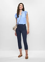 Blouse satinée et capri à fente