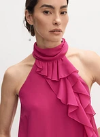 Ruffle Detail High Neck Dress